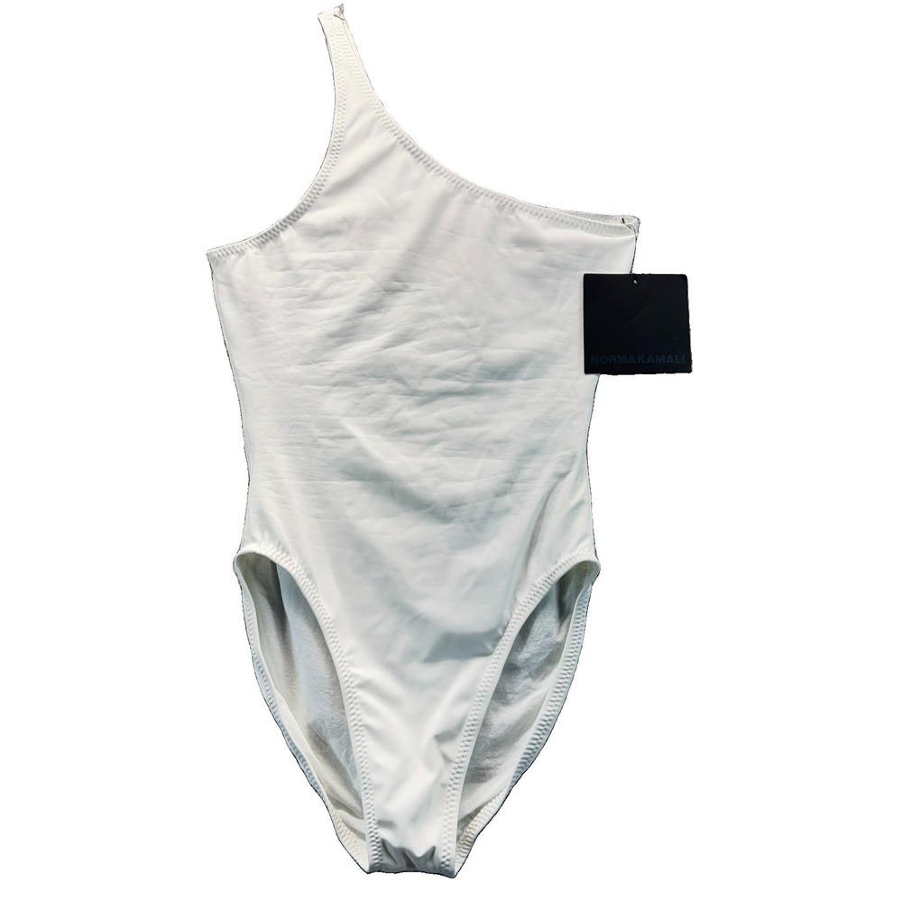 Norma Kamali One Shoulder Mio One Piece Swimsuit White Small NWT